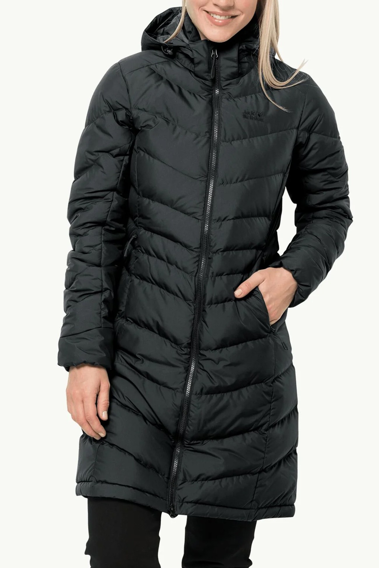 Полупальто пуховое женское Jack Wolfskin черное 1202081-6000 изображение 2