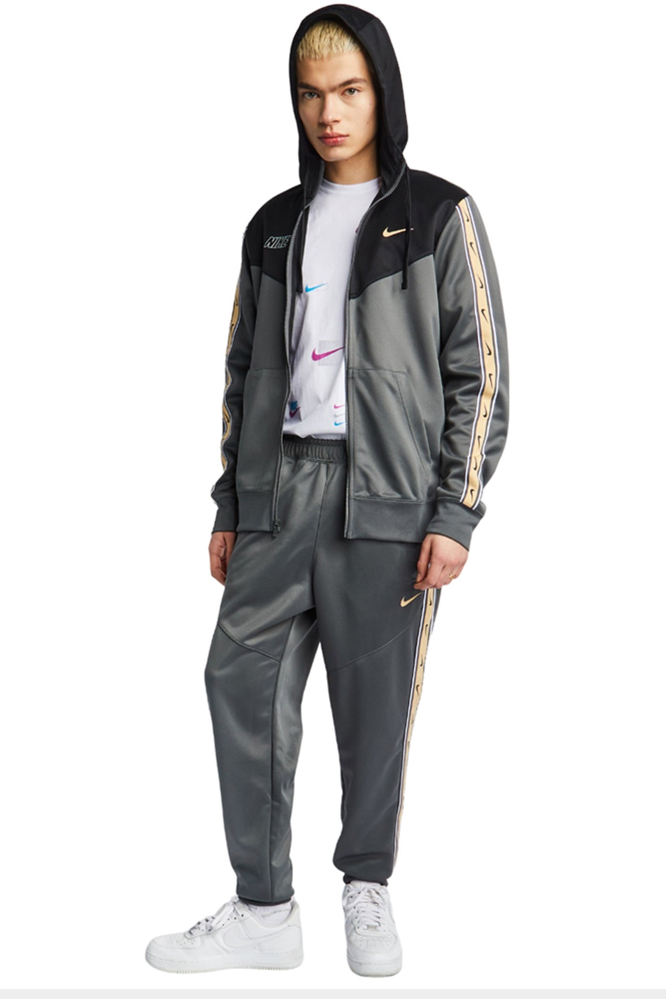 Толстовка мужская Nike M NSW REPEAT SW PK FZ HOODY серая DX2025-068 изображение 4