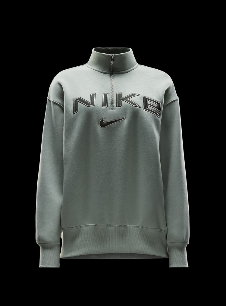 Толстовка женская Nike W NSW PHNX FLC OS LOGO QZ зеленая FV7679-370 изображение 6