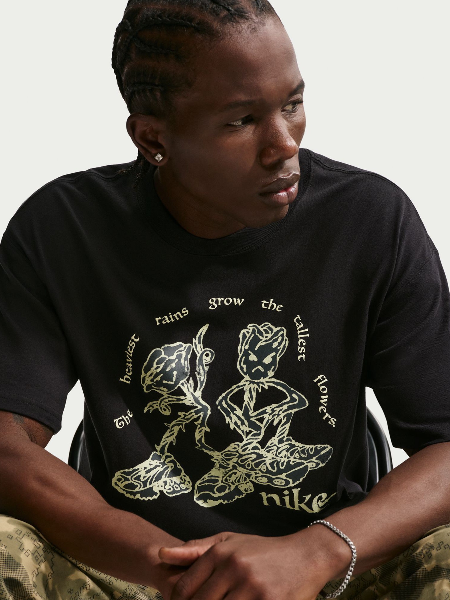 Футболка мужская Nike U NSW TEE LSE TALL FLOWERS черная II3688-010 изображение 5