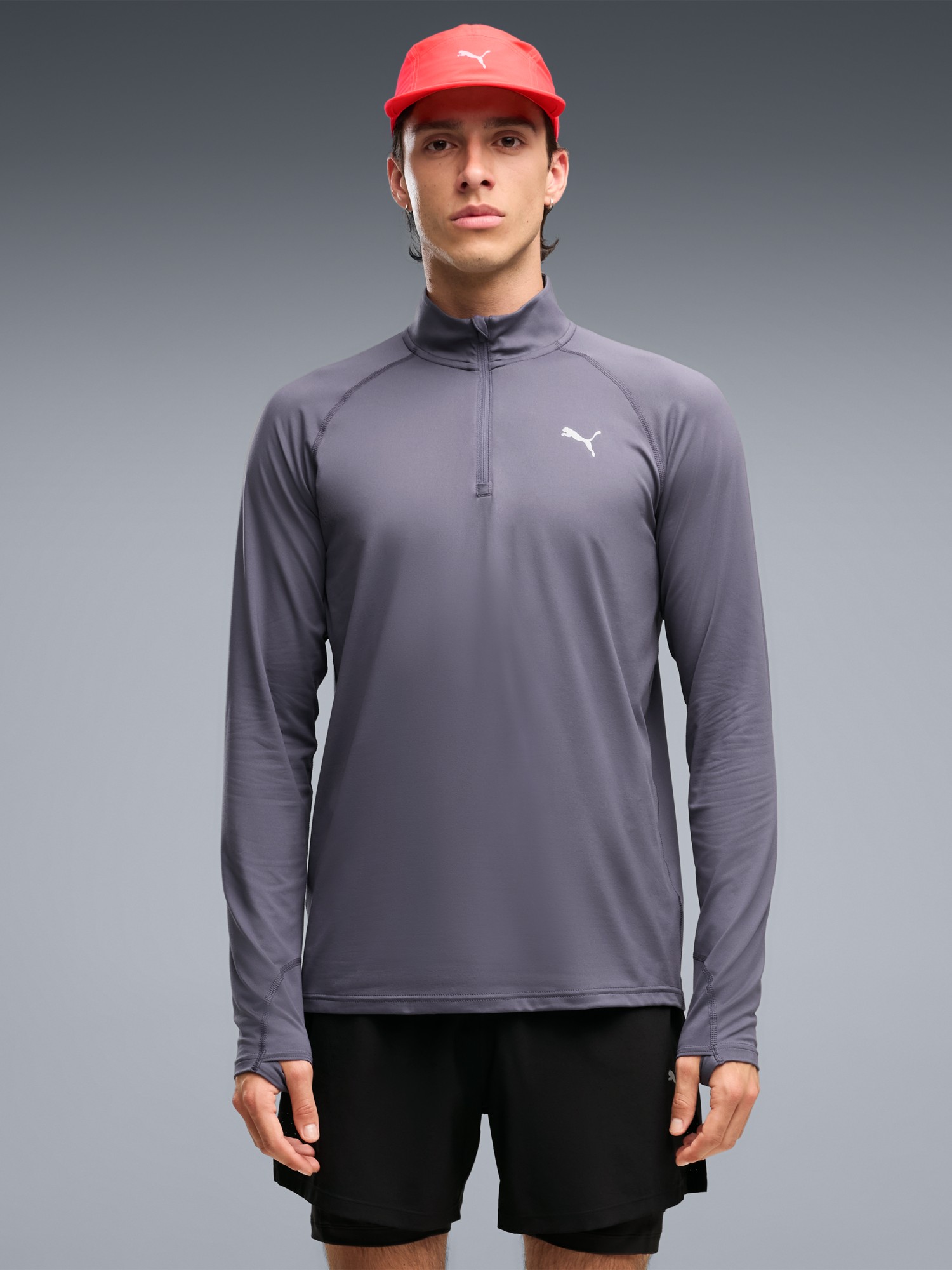 Футболка мужская Puma M RUN VELOCITY CLOUDSPUN 1/4 ZIP фиолетовая 52662735 изображение 2