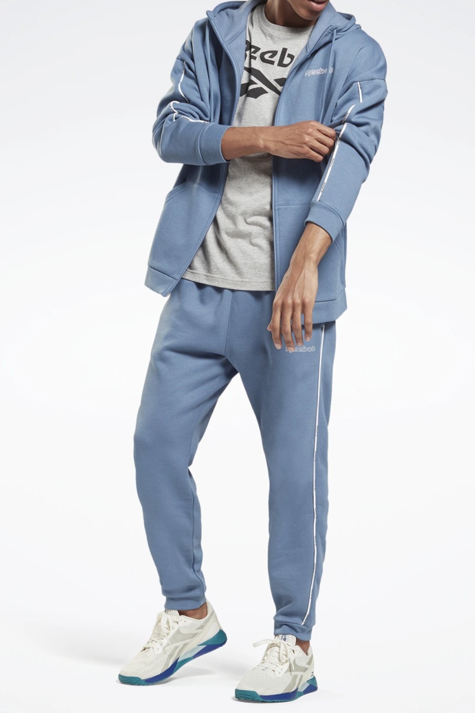 Брюки мужские Reebok Te Piping Jogger синие GS9311 — фото 2 — Sport City Брюки мужские Reebok Te Piping Jogger синие GS9311 — фото 2