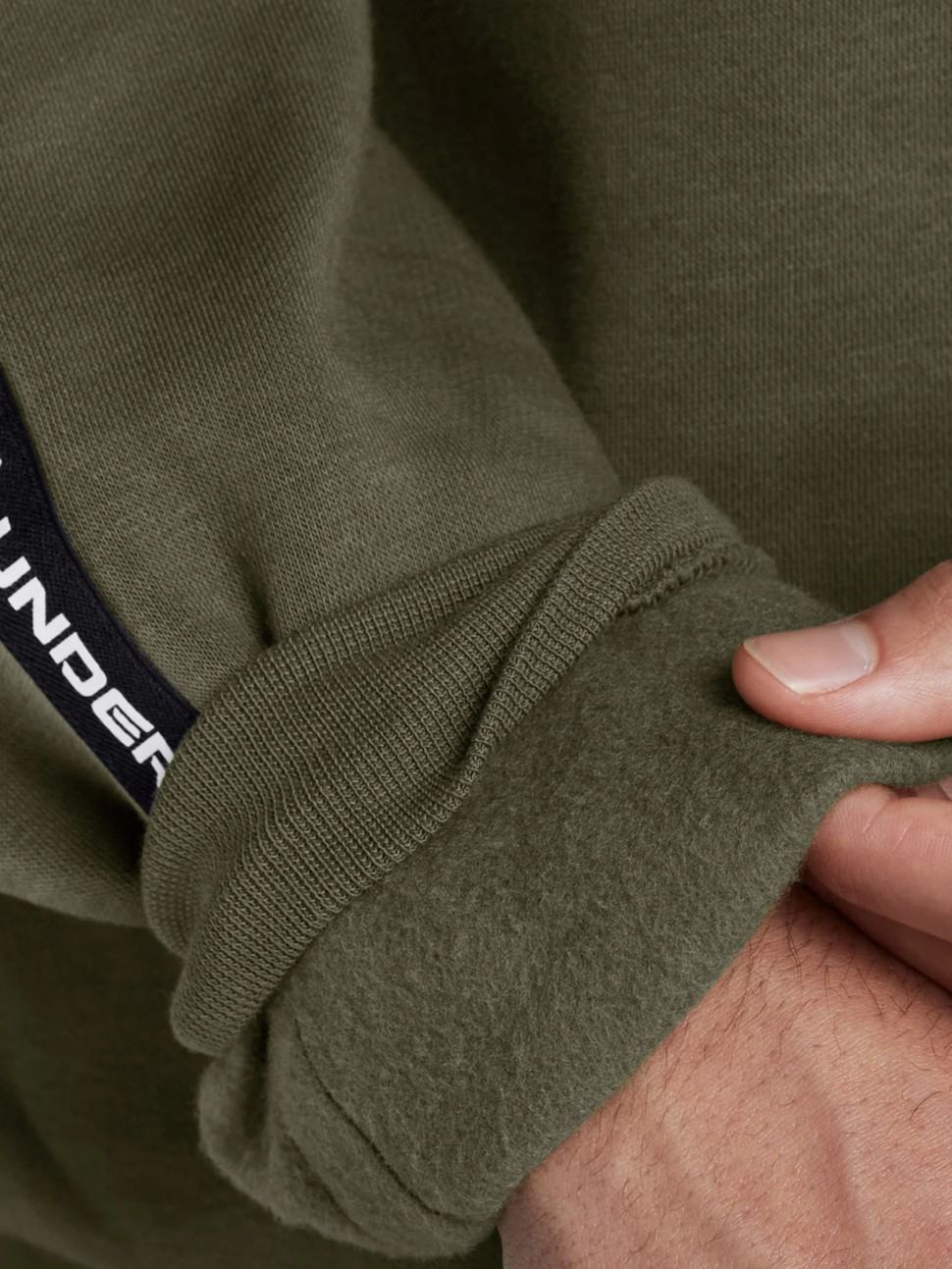 Толстовка чоловіча Under Armour UA Icon Fleece Crew Taping оливкова 1389357-390 — фото 5