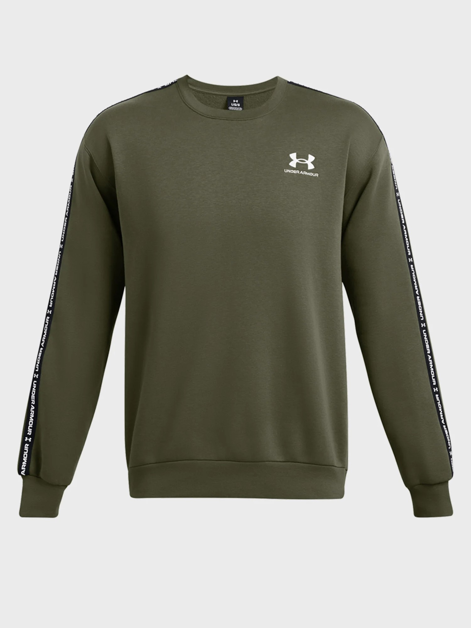 Толстовка чоловіча Under Armour UA Icon Fleece Crew Taping оливкова 1389357-390 изображение 6