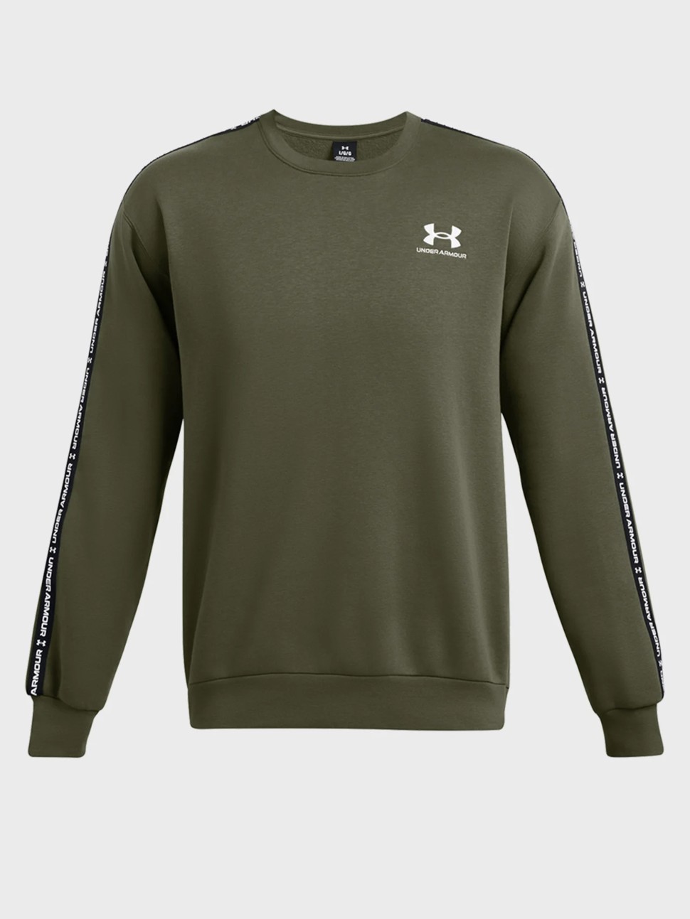 Толстовка чоловіча Under Armour UA Icon Fleece Crew Taping оливкова 1389357-390 — фото 6