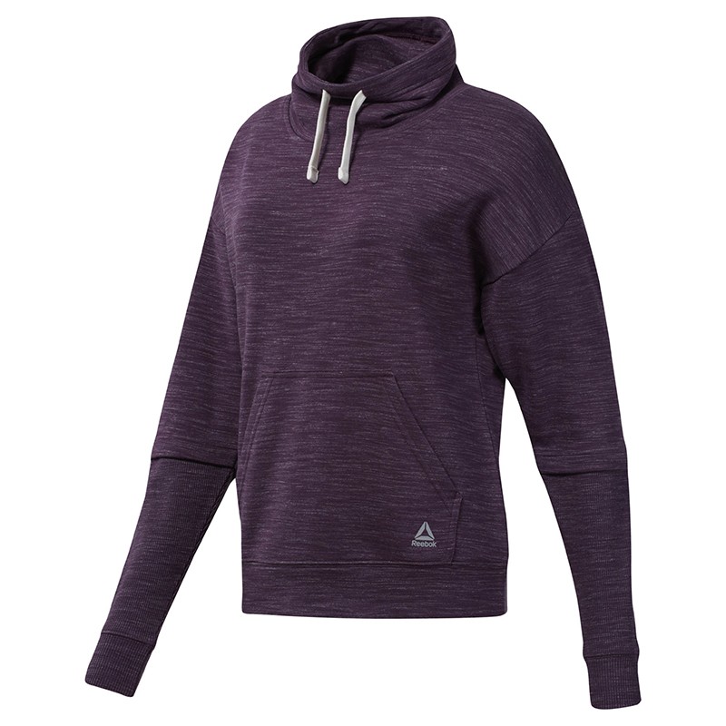 Толстовка жіноча Reebok Training Essentials Marble Cowl Neck фіолетова DU4908 — Sport City Толстовка жіноча Reebok Training Essentials Marble Cowl Neck фіолетова DU4908