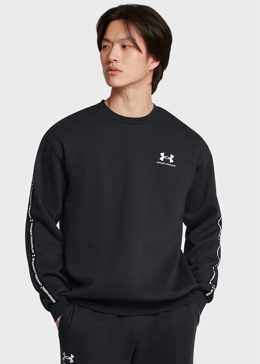 Толстовка чоловіча Under Armour UA Icon Fleece Crew Taping чорна 1389357-001 изображение 1
