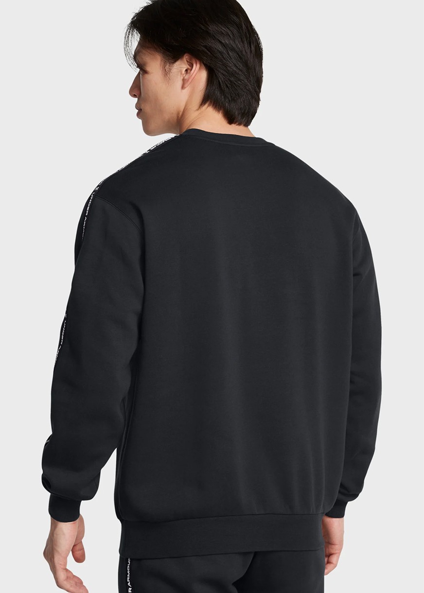 Толстовка чоловіча Under Armour UA Icon Fleece Crew Taping чорна 1389357-001 изображение 3