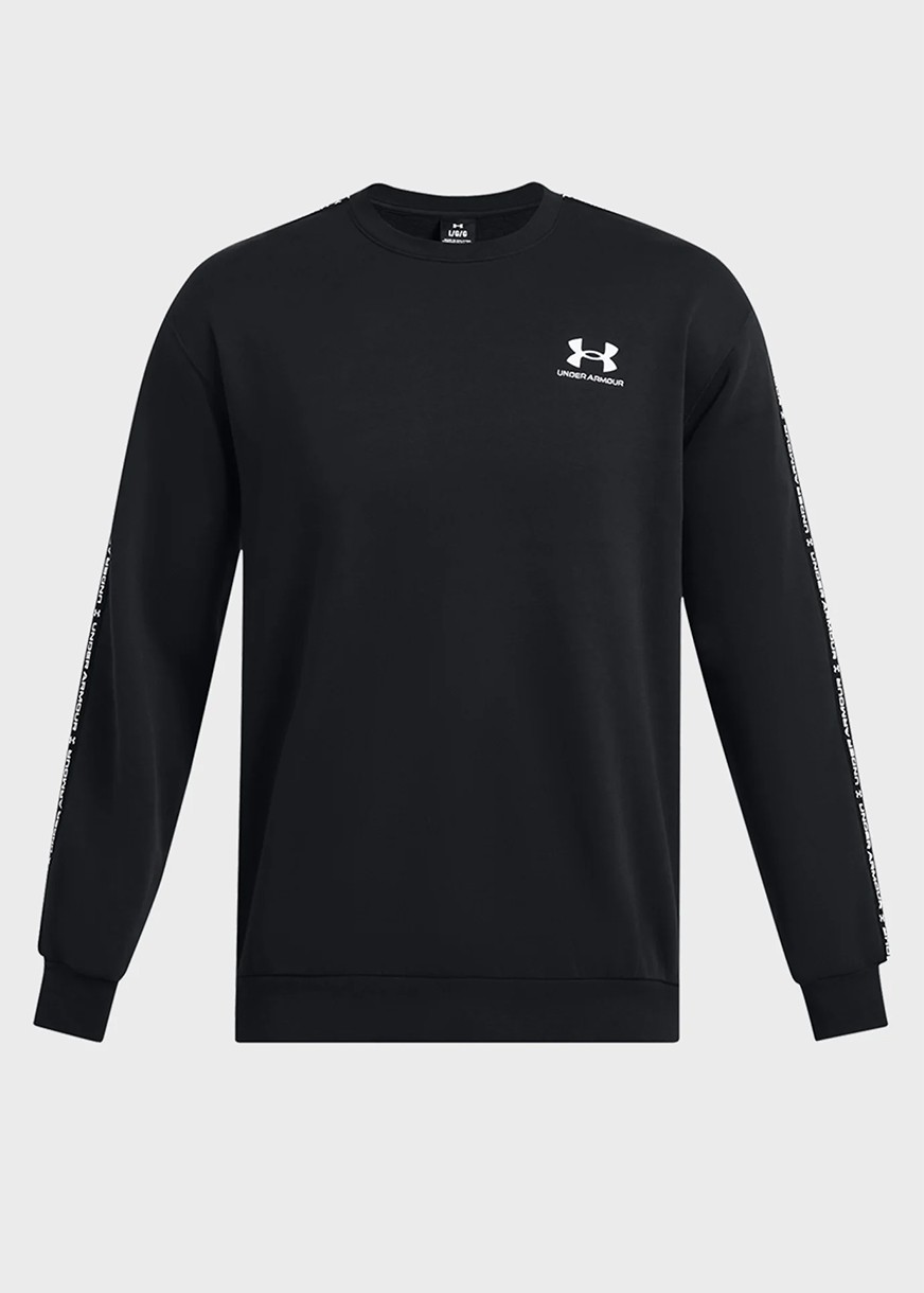 Толстовка чоловіча Under Armour UA Icon Fleece Crew Taping чорна 1389357-001 изображение 5