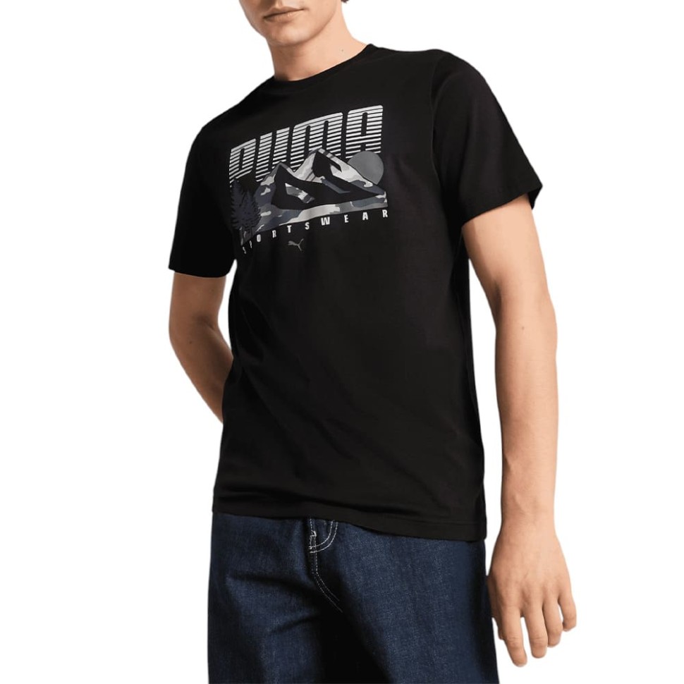 Футболка чоловіча Puma GRAPHICS Mountain Tee чорна 68482801 — фото 1