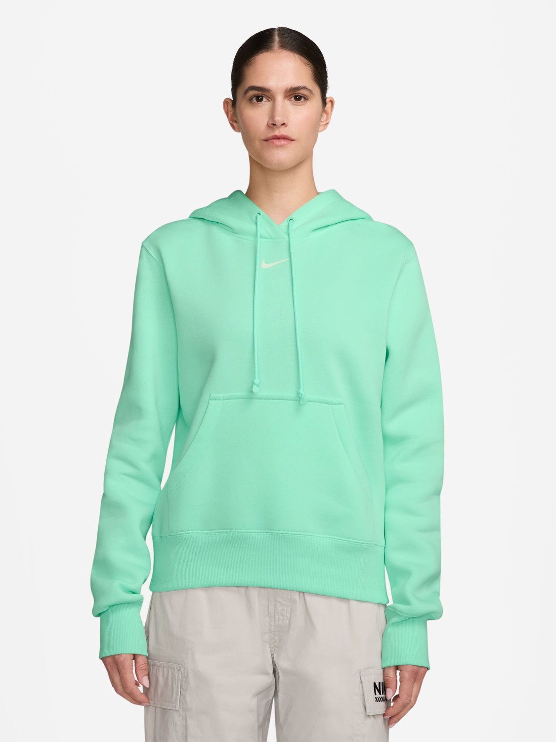 Толстовка женская Nike W NSW PHNX FLC STD PO HOODIE мятная HF6839-353 изображение 2