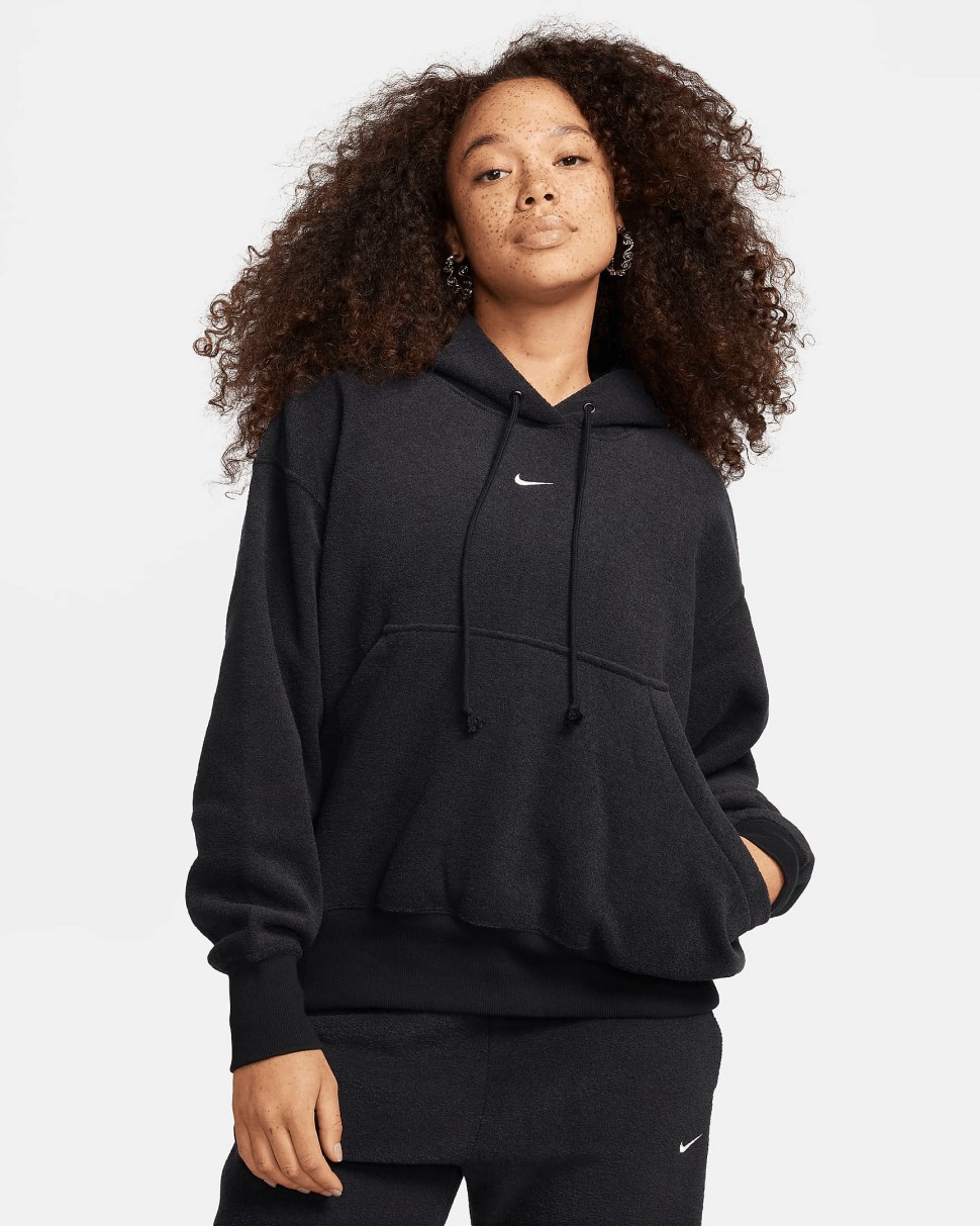 Толстовка жіноча Nike W NSW PHNX PLSH OS HDY чорна FN3625-010 — фото 2