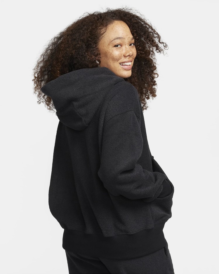 Толстовка жіноча Nike W NSW PHNX PLSH OS HDY чорна FN3625-010 изображение 3