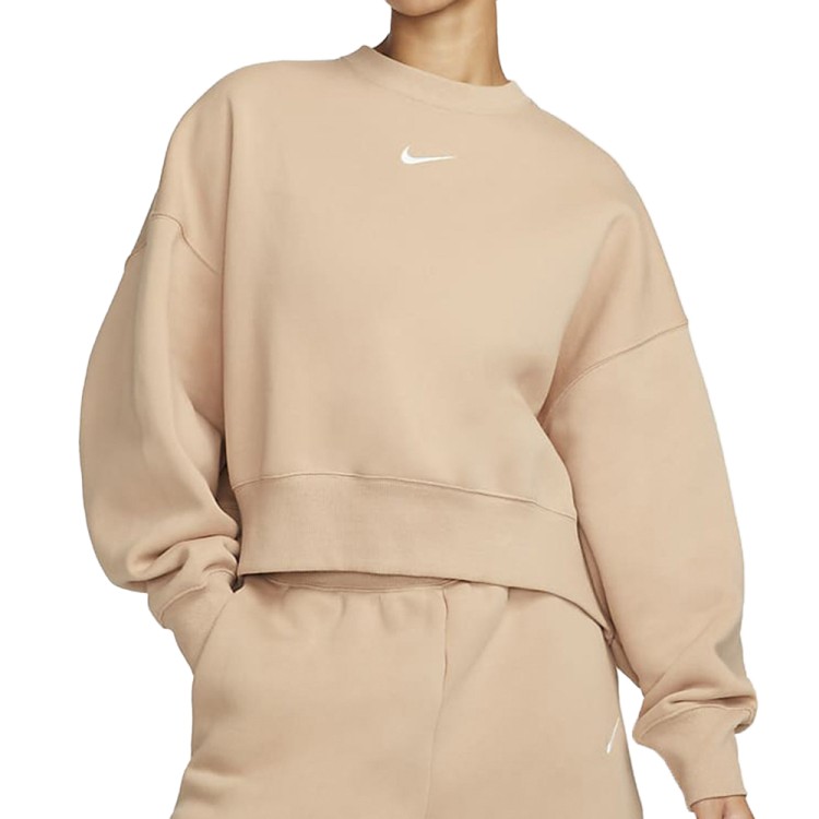 Толстовка женская Nike W NSW PHNX FLC CREW бежевая DQ5761-200 изображение 1