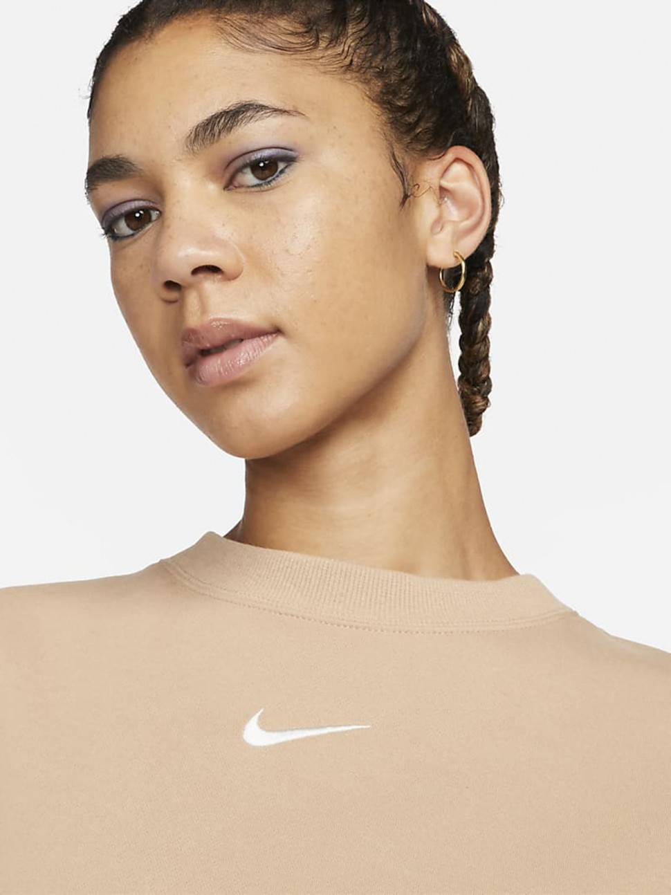 Толстовка женская Nike W NSW PHNX FLC CREW бежевая DQ5761-200 — фото 4