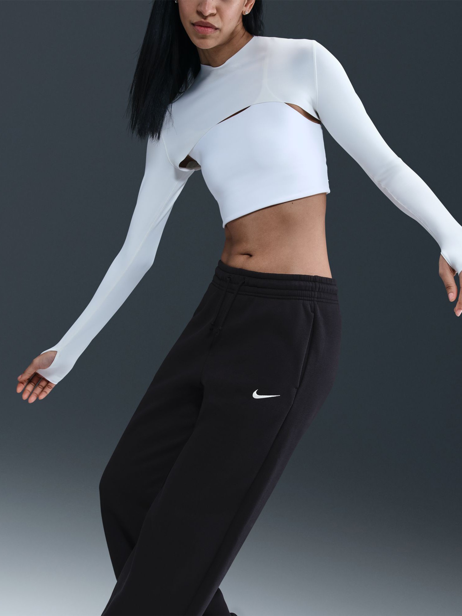 Брюки женские Nike W NSW PHNX FLC HR PANT WIDE 2 черные IH1011-010 изображение 7