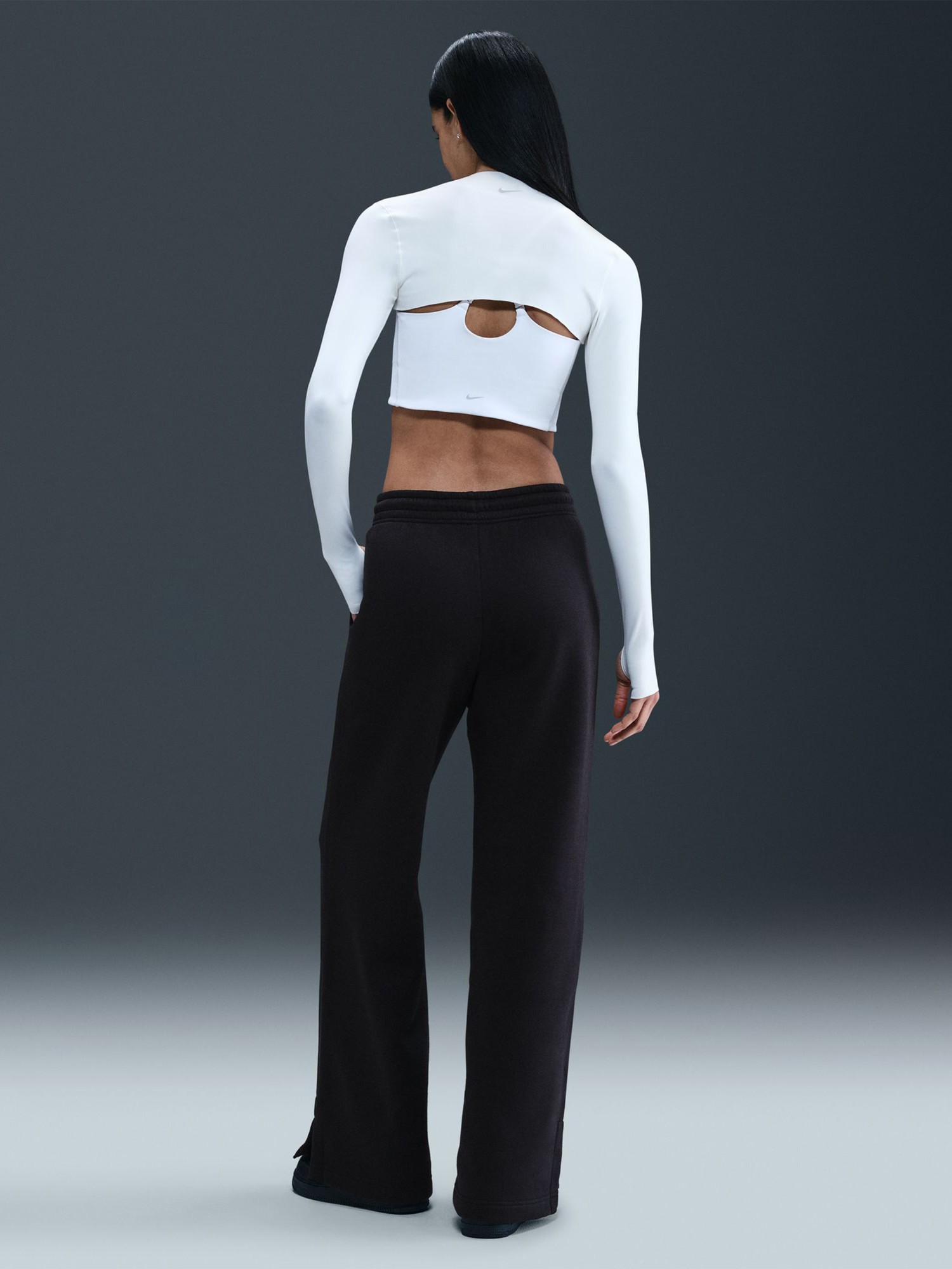 Брюки женские Nike W NSW PHNX FLC HR PANT WIDE 2 черные IH1011-010 изображение 9