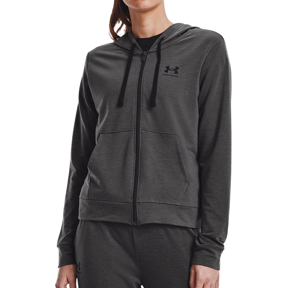 Толстовка женская Under Armour Rival Terry Fz Hoodie серая 1369853-010