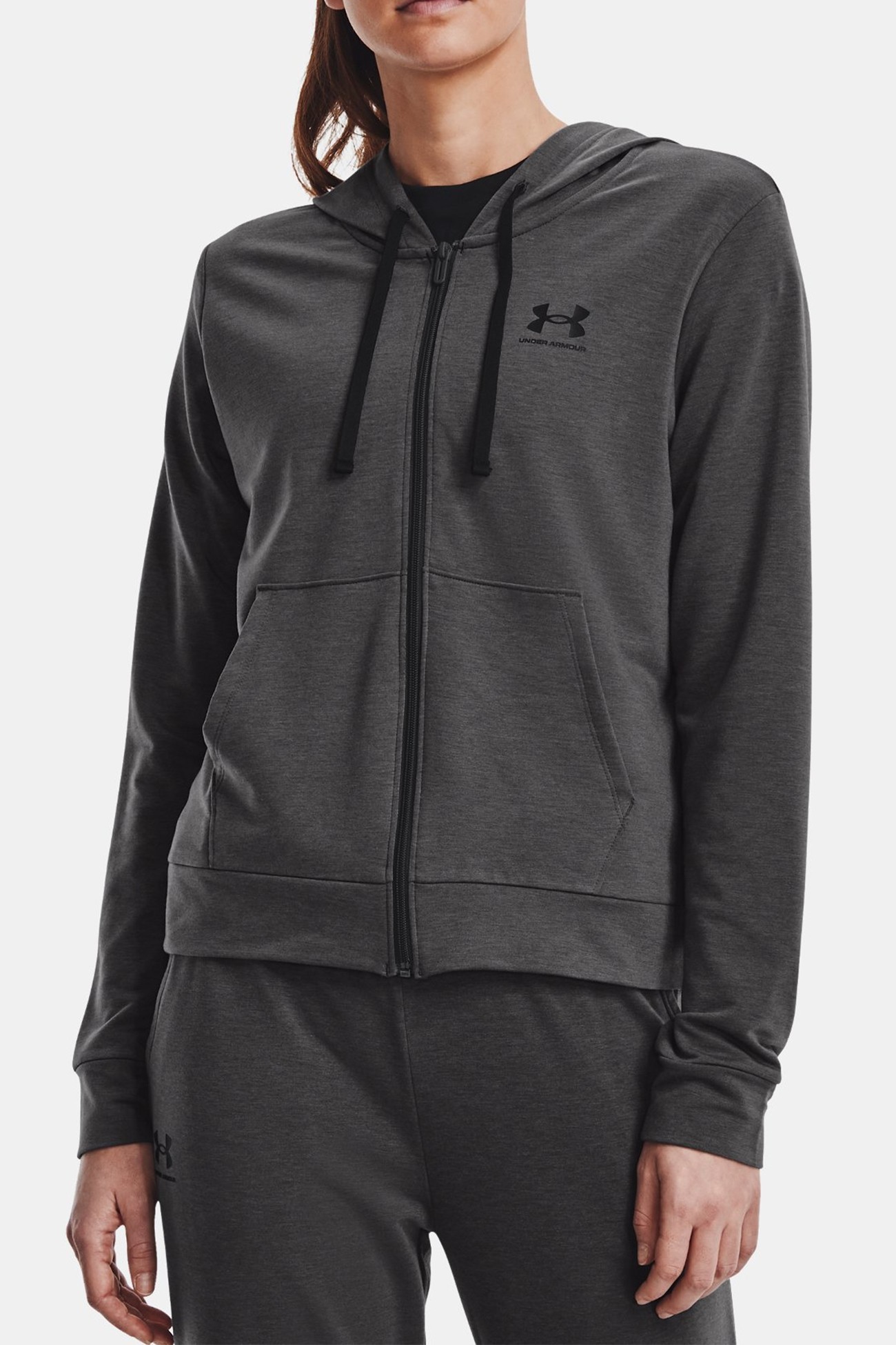 Толстовка женская Under Armour Rival Terry Fz Hoodie серая 1369853-010 изображение 2