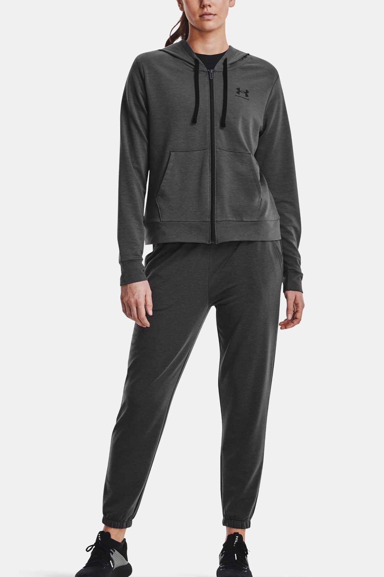 Толстовка женская Under Armour Rival Terry Fz Hoodie серая 1369853-010 изображение 4