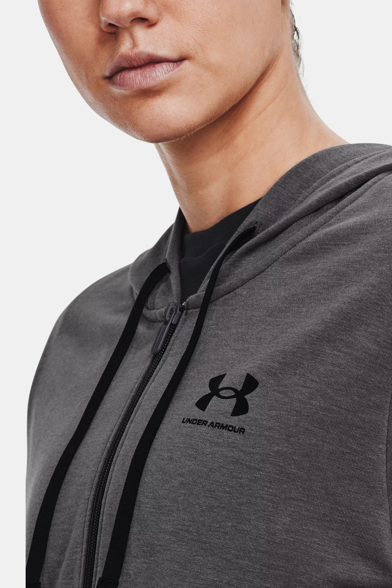 Толстовка женская Under Armour Rival Terry Fz Hoodie серая 1369853-010 изображение 5