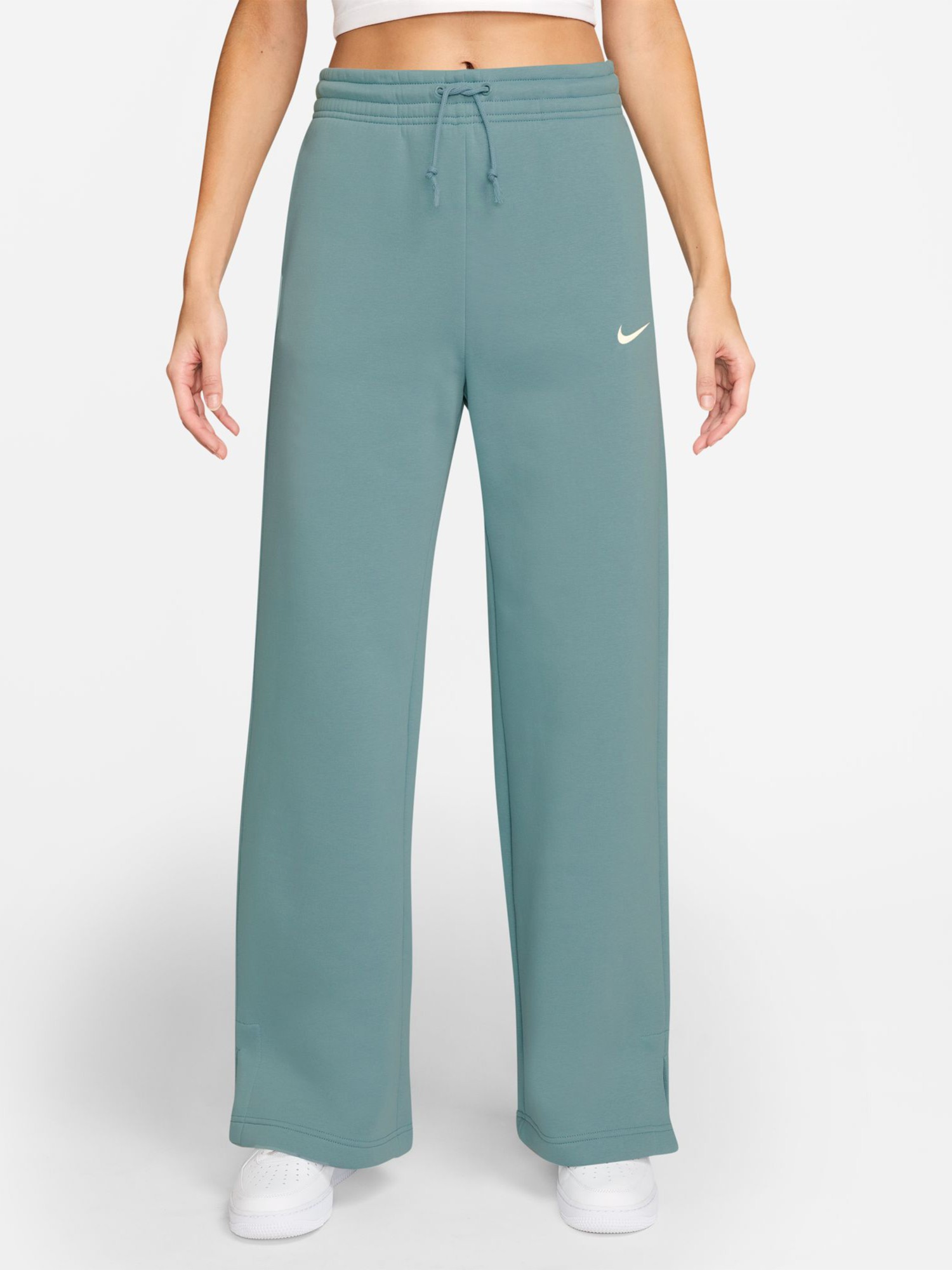 Брюки женские Nike W NSW PHNX FLC HR PANT WIDE 2 бирюзовые IH1011-017 изображение 2