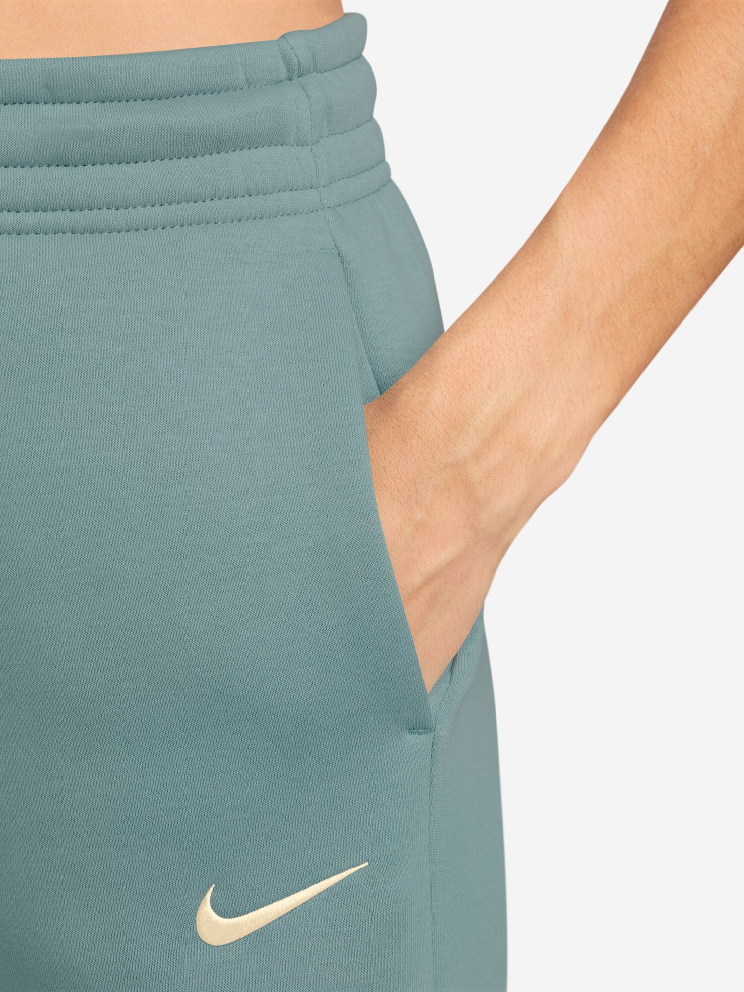 Брюки женские Nike W NSW PHNX FLC HR PANT WIDE 2 бирюзовые IH1011-017 изображение 4