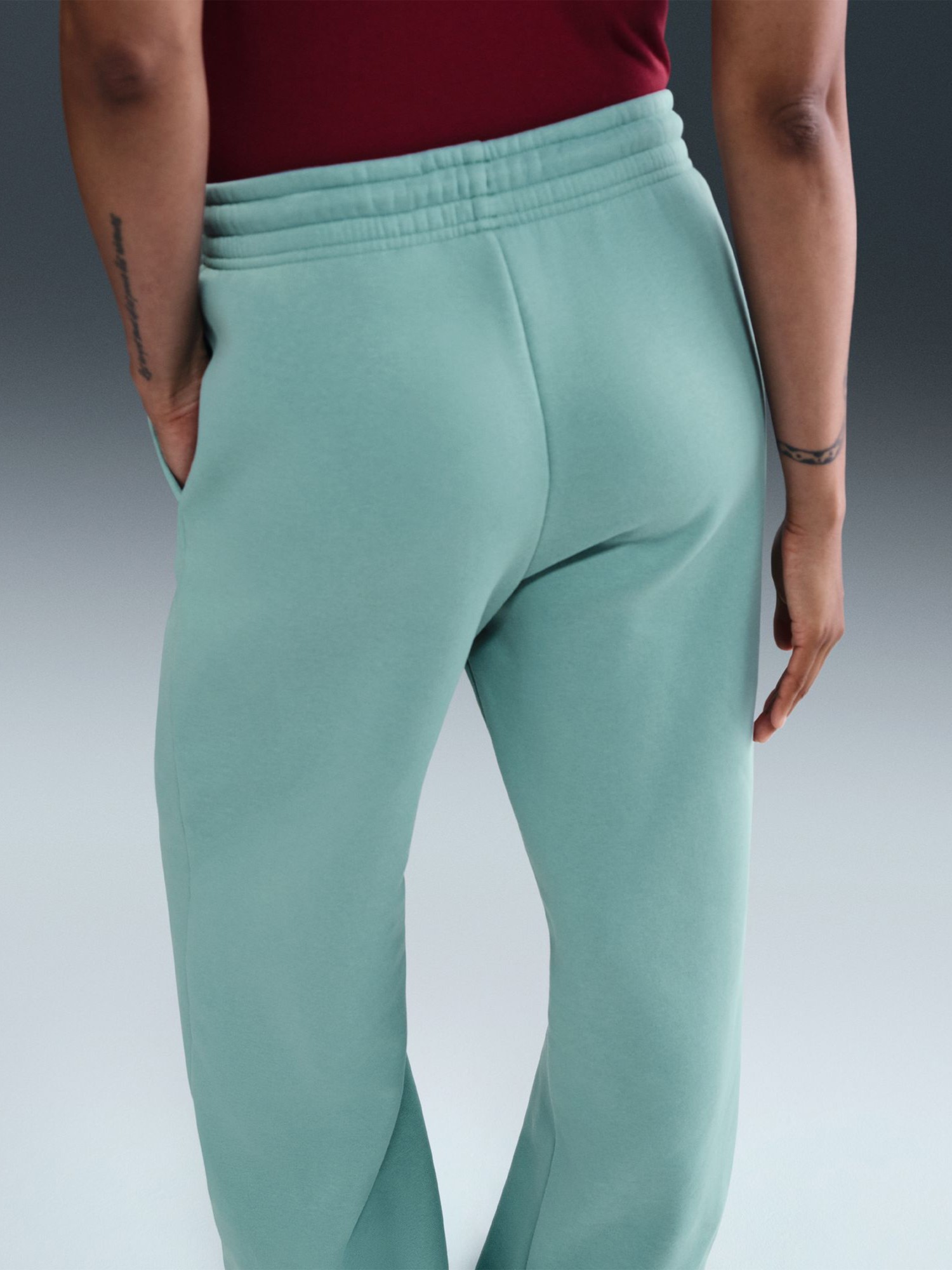 Брюки женские Nike W NSW PHNX FLC HR PANT WIDE 2 бирюзовые IH1011-017 изображение 6