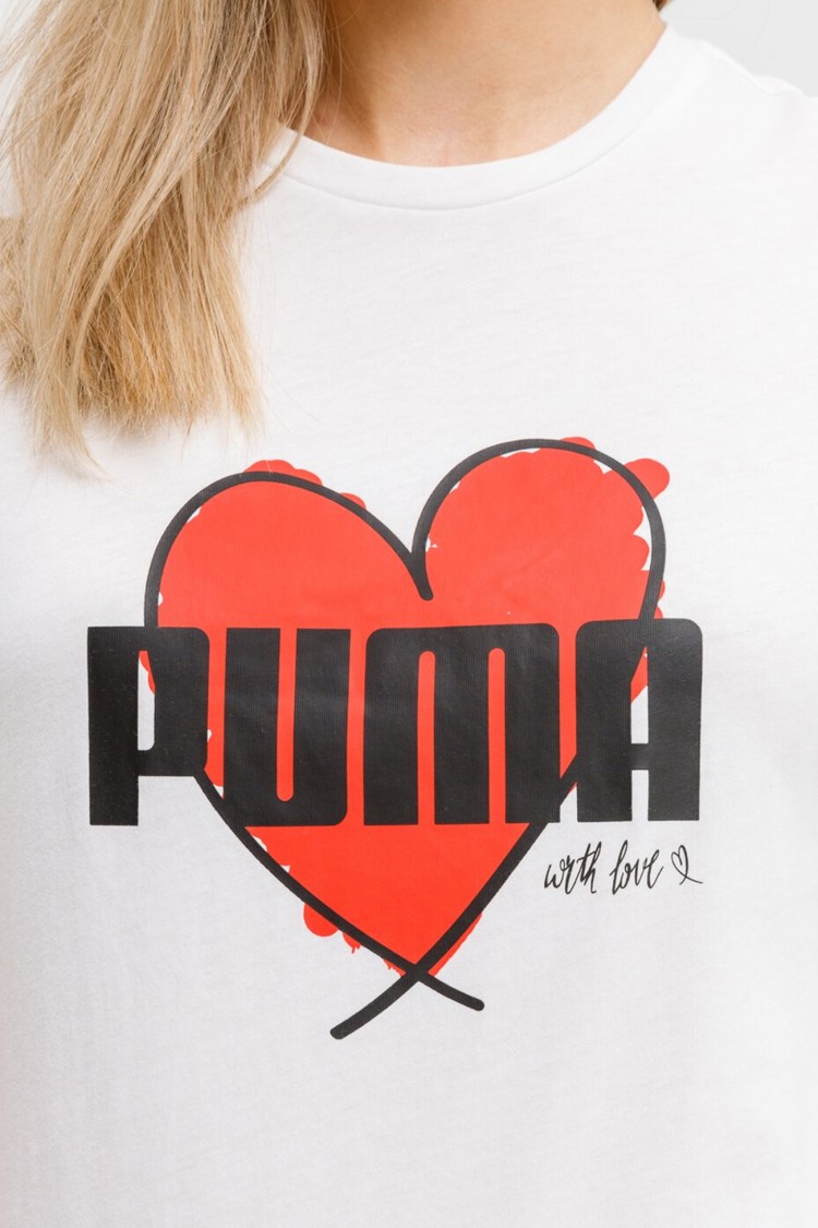 Футболка женская Puma Heart Tee белая 58789702 изображение 3