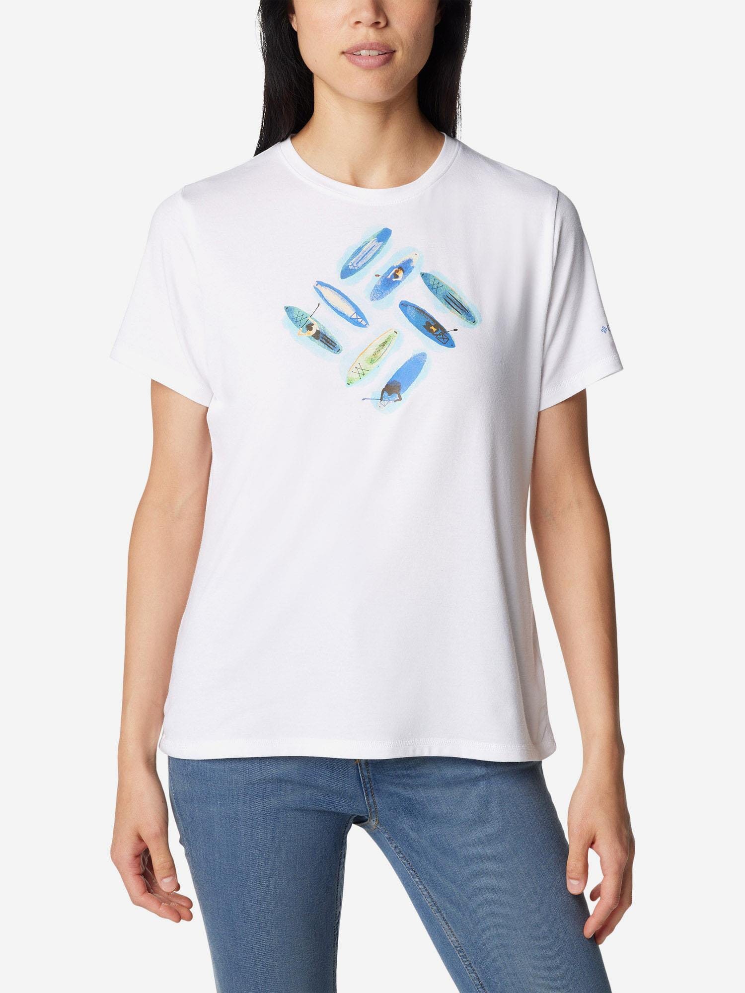 Футболка женская Columbia SUN TREK™ SS GRAPHIC TEE белая 1931751-117 изображение 2