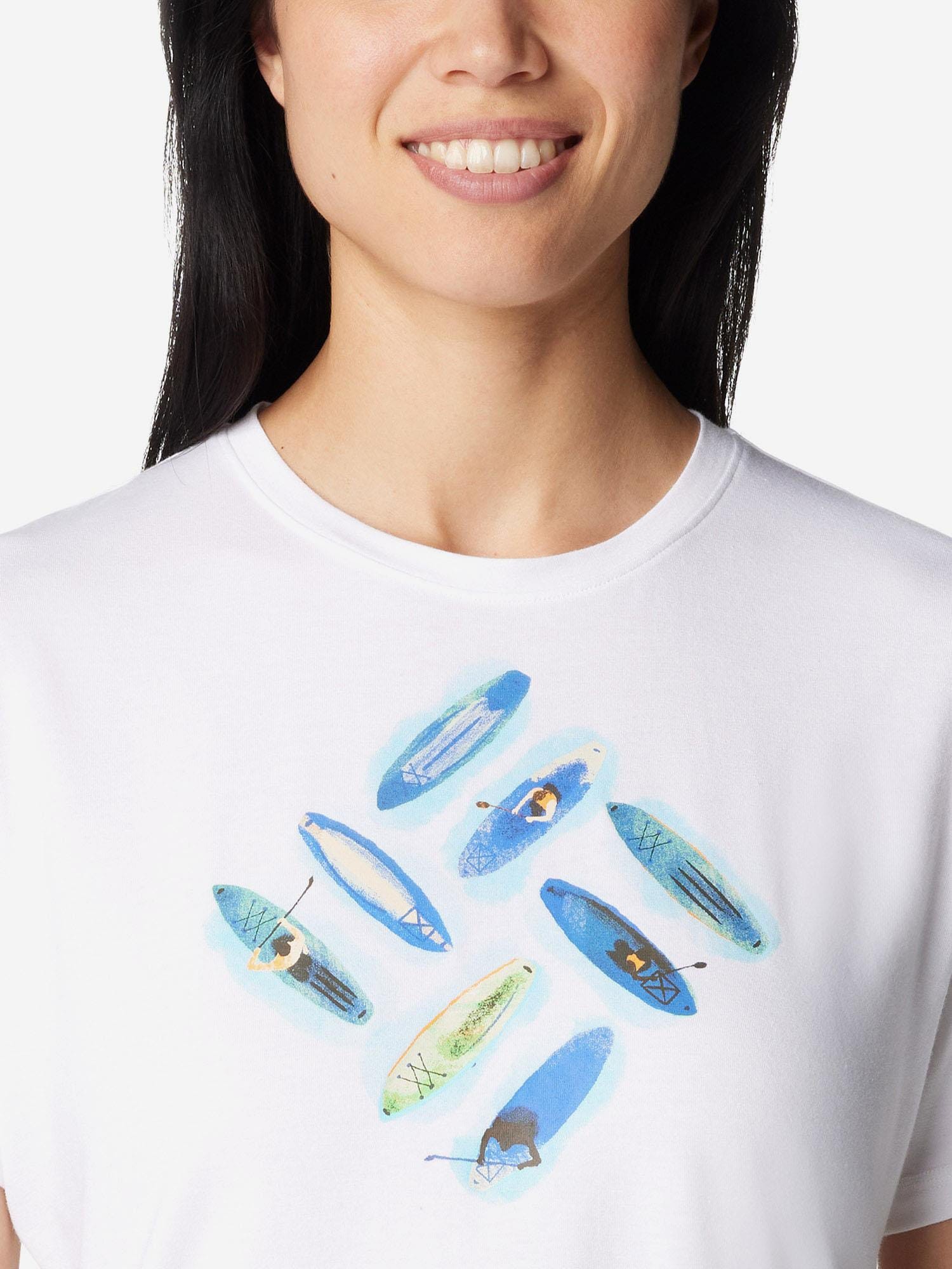 Футболка женская Columbia SUN TREK™ SS GRAPHIC TEE белая 1931751-117 изображение 4