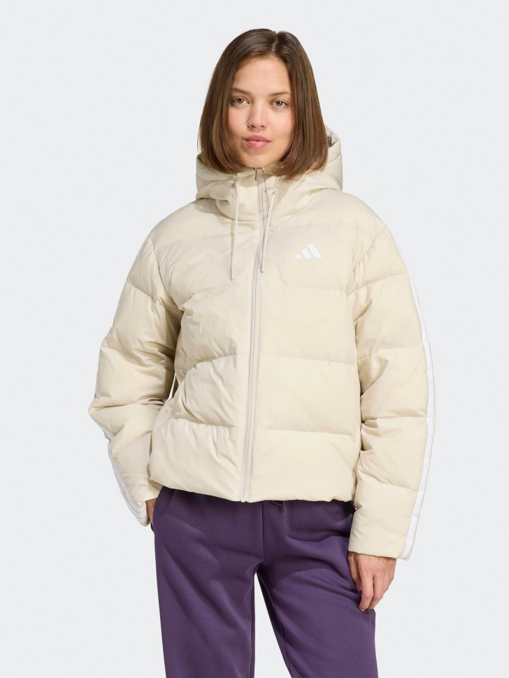 Куртка женская Adidas W ESS 3S P D HO серая JM4107 изображение 2