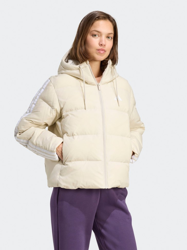 Куртка женская Adidas W ESS 3S P D HO серая JM4107 изображение 4