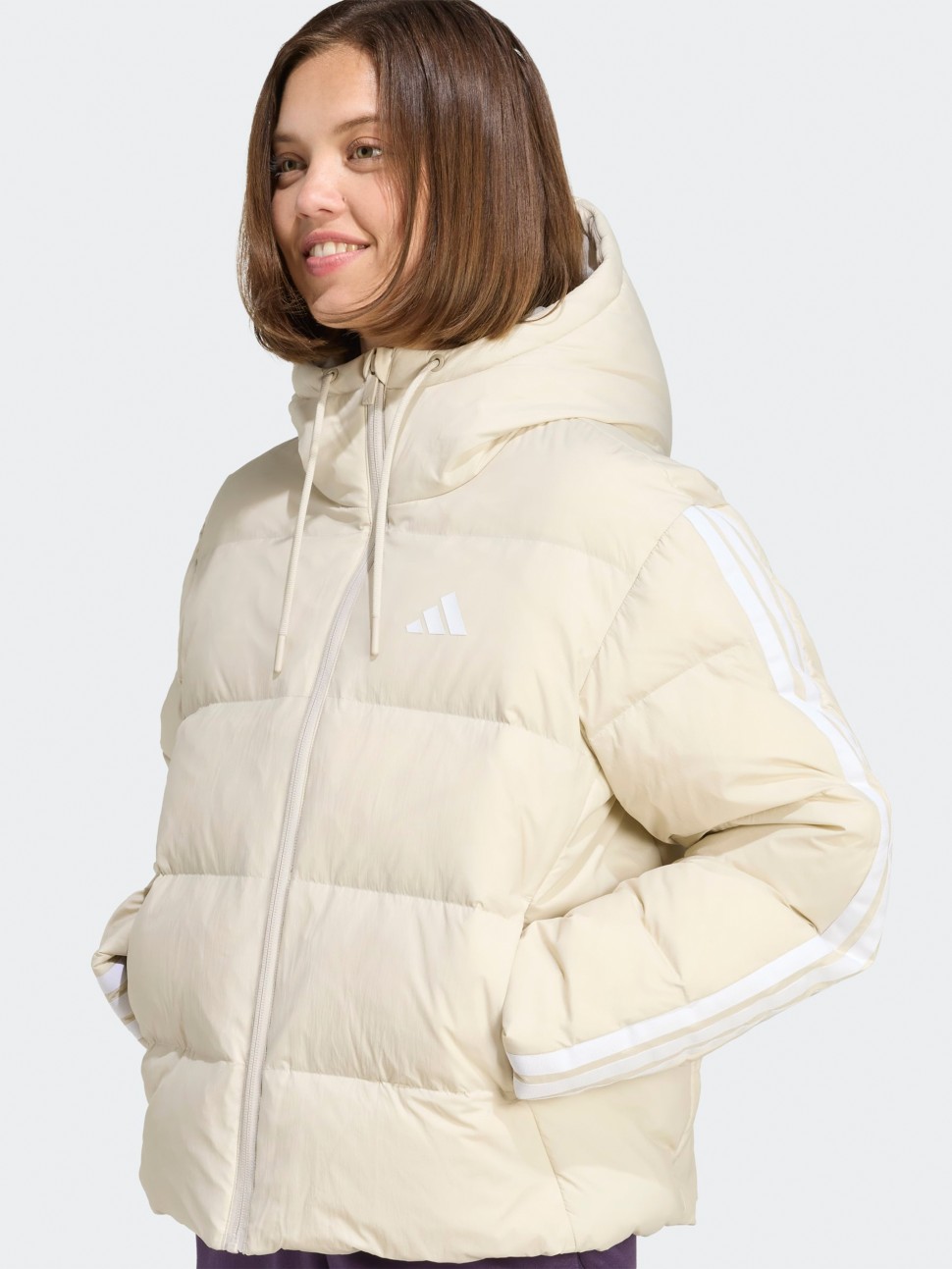 Куртка жіноча Adidas W ESS 3S P D HO сіра JM4107 — фото 5