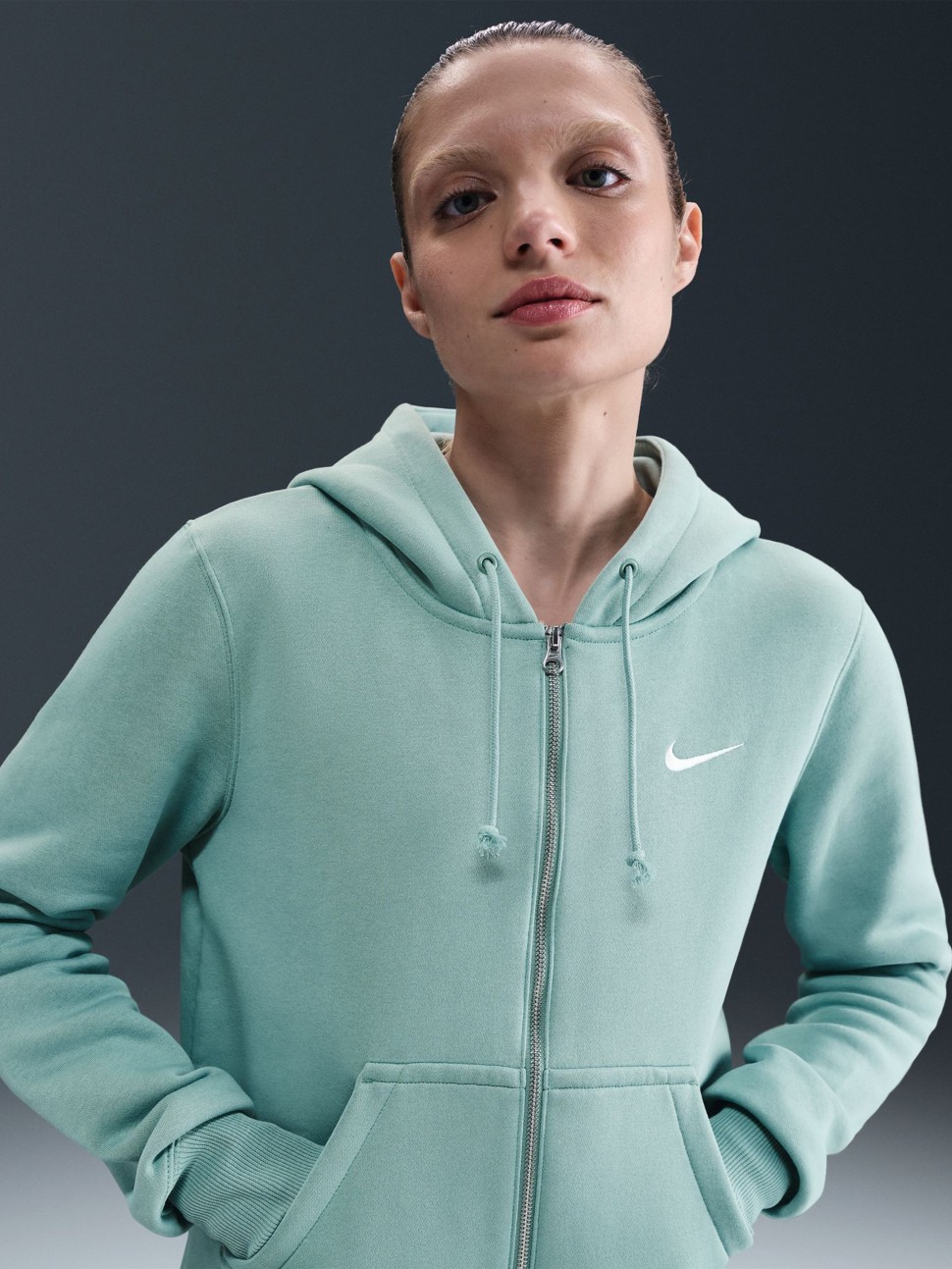 Толстовка жіноча Nike W NSW PHNX FLC STD FZ HDY бірюзова HJ0995-017 — фото 5