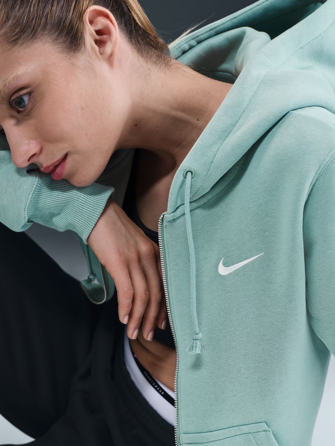 Толстовка женская Nike W NSW PHNX FLC STD FZ HDY бирюзовая HJ0995-017 изображение 7