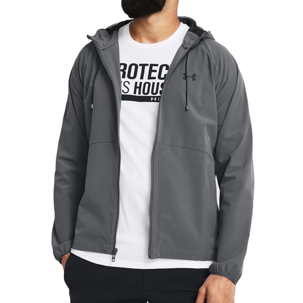 Вітрівка чоловіча Under Armour UA Stretch Woven Windbreaker сіра 1377171-012 — фото 1