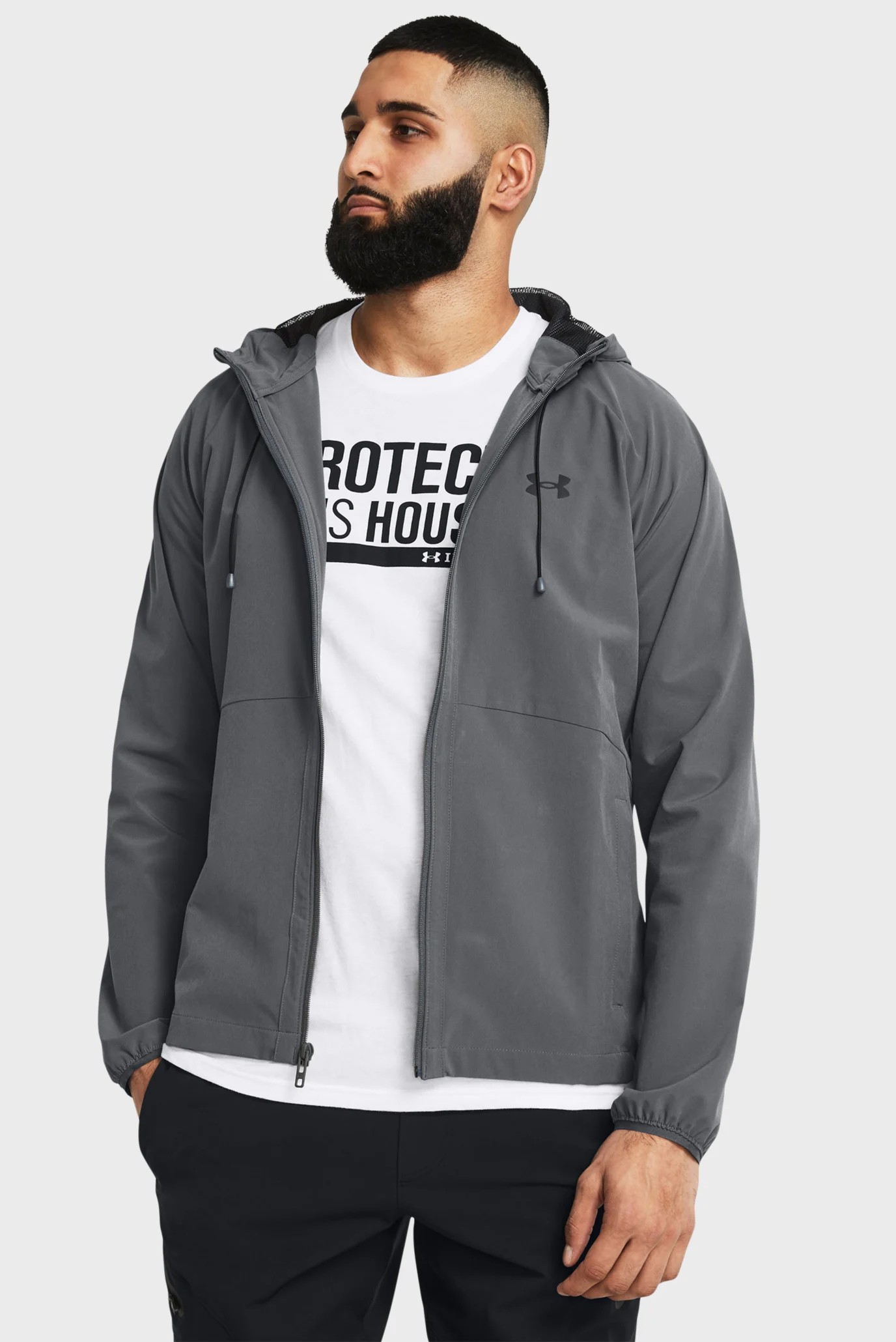 Ветровка мужская Under Armour UA Stretch Woven Windbreaker серая 1377171-012 изображение 2