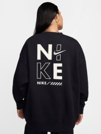 Толстовка жіноча Nike W NSW FLC OS CREW GLS чорна HM4318-010 изображение 3