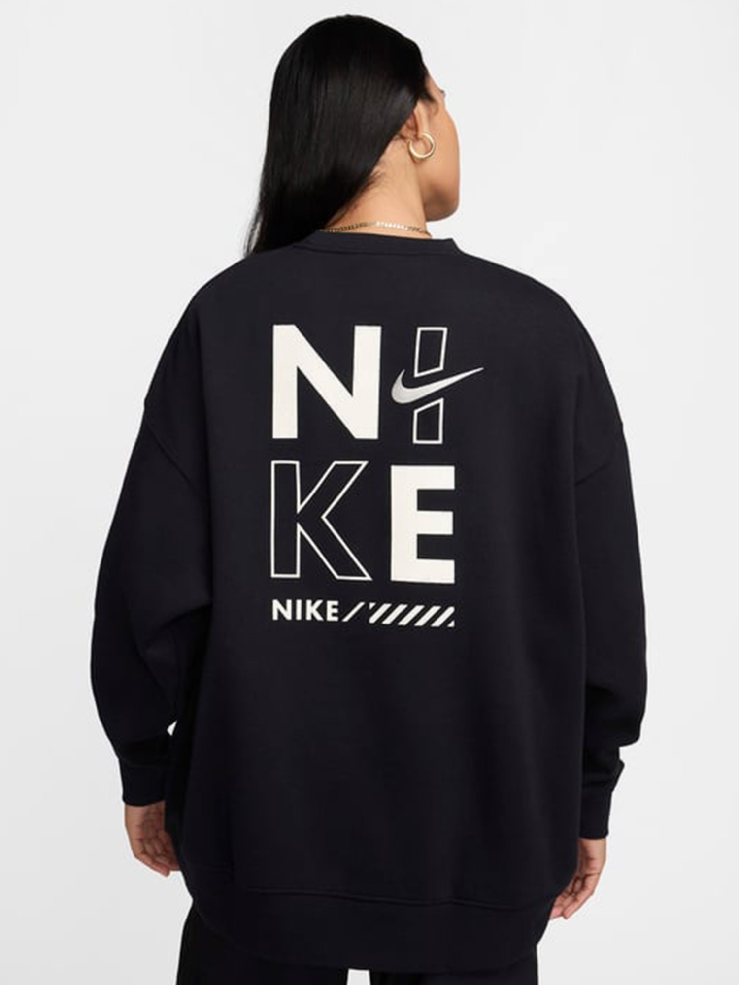 Толстовка женская Nike W NSW FLC OS CREW GLS черная HM4318-010 изображение 3