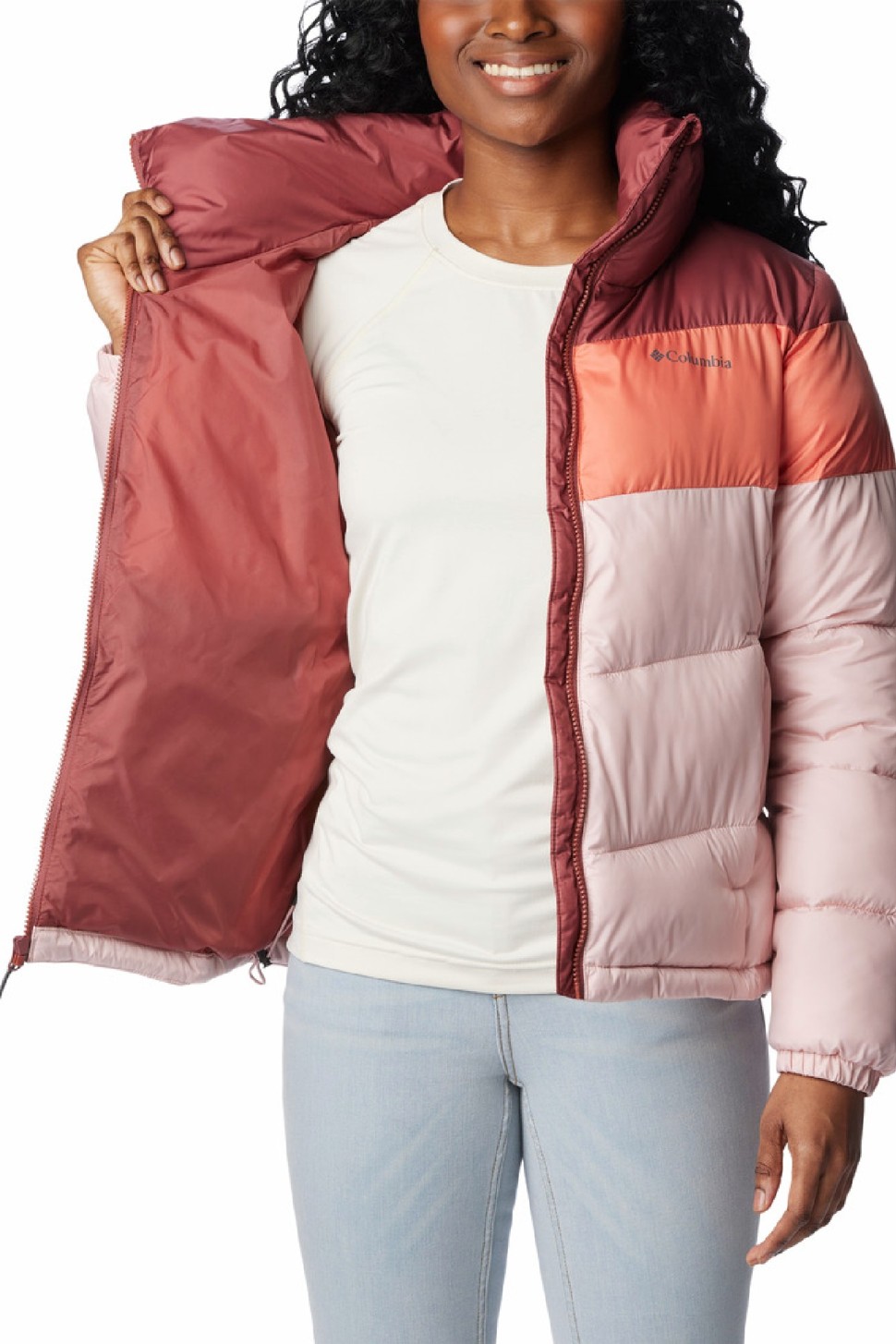 Куртка жіноча Columbia Puffect™ Color Blocked Jacket рожева 1955101-626 — фото 4