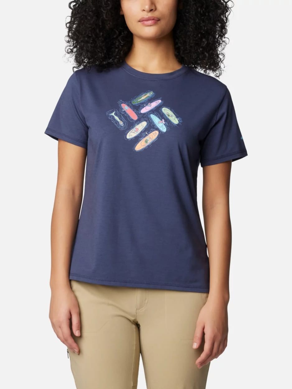 Футболка женская Columbia SUN TREK™ SS GRAPHIC TEE синяя 1931751-465 изображение 2