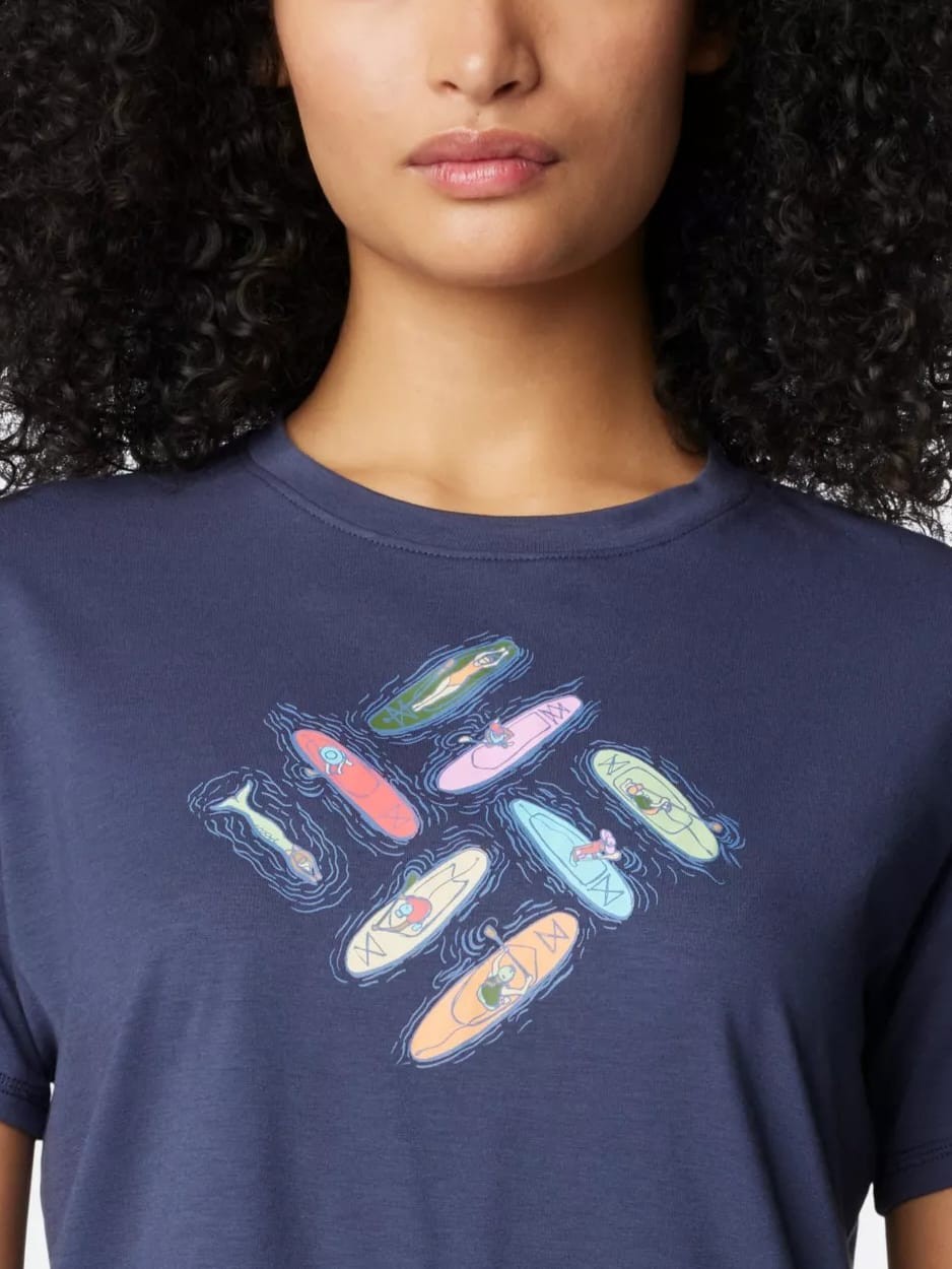 Футболка женская Columbia SUN TREK™ SS GRAPHIC TEE синяя 1931751-465 изображение 4