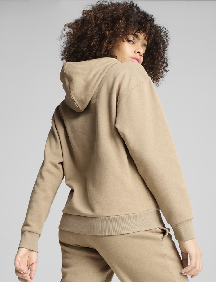 Толстовка женская Puma ESS+ Script Hoodie FL бежевая 68153467 изображение 3