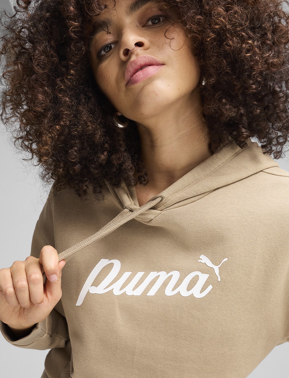 Толстовка женская Puma ESS+ Script Hoodie FL бежевая 68153467 изображение 5