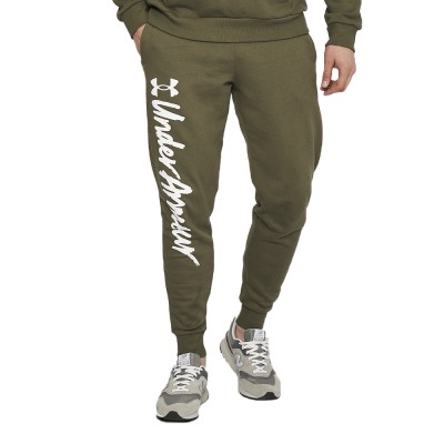 Брюки мужские Under Armour UA Rival Fleece Graphic Jgrs оливковые 1379776-390