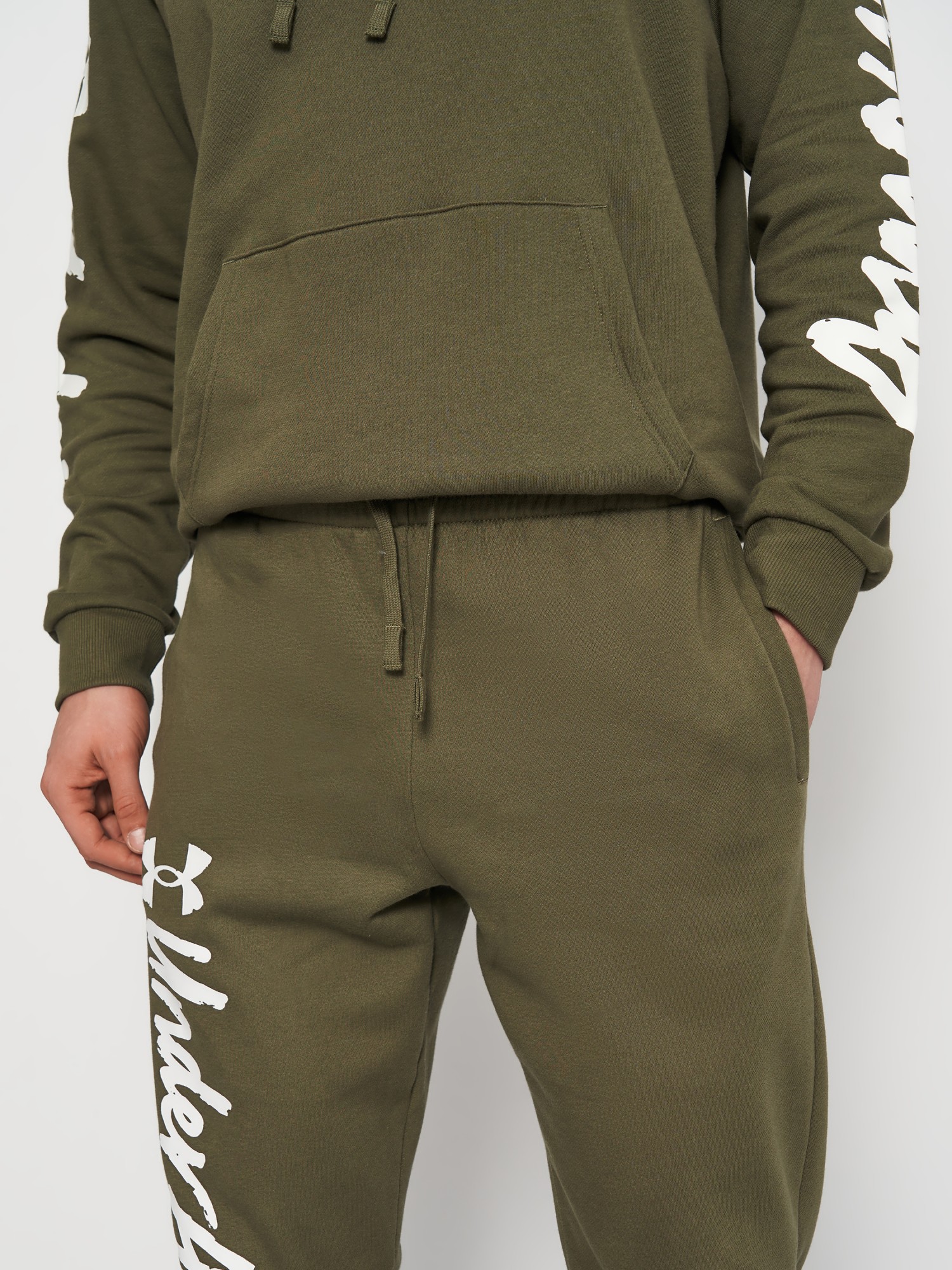 Брюки мужские Under Armour UA Rival Fleece Graphic Jgrs оливковые 1379776-390 изображение 5