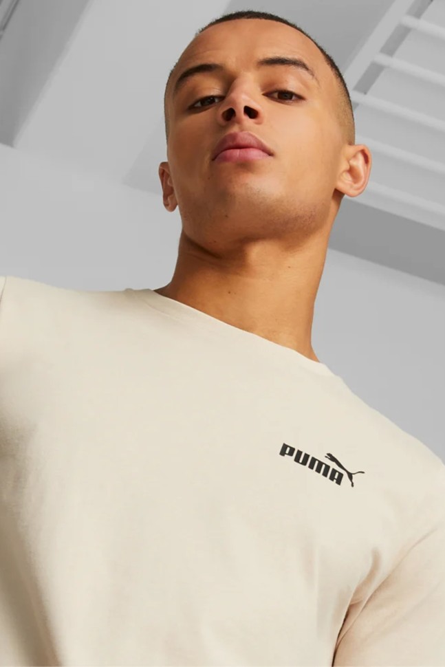 Футболка мужская Puma ESS Small Logo Tee бежевая 58666985 изображение 5