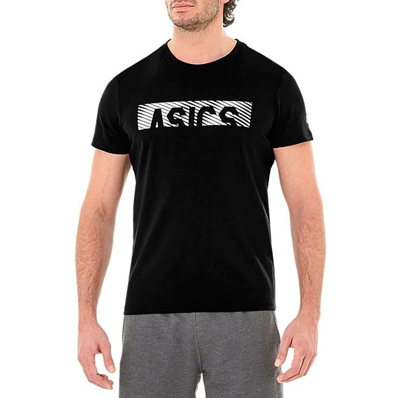 Футболка мужская Asics ESNT DIAGONAL SS TOP черная 2031A349-001 — Sport City Футболка мужская Asics ESNT DIAGONAL SS TOP черная 2031A349-001