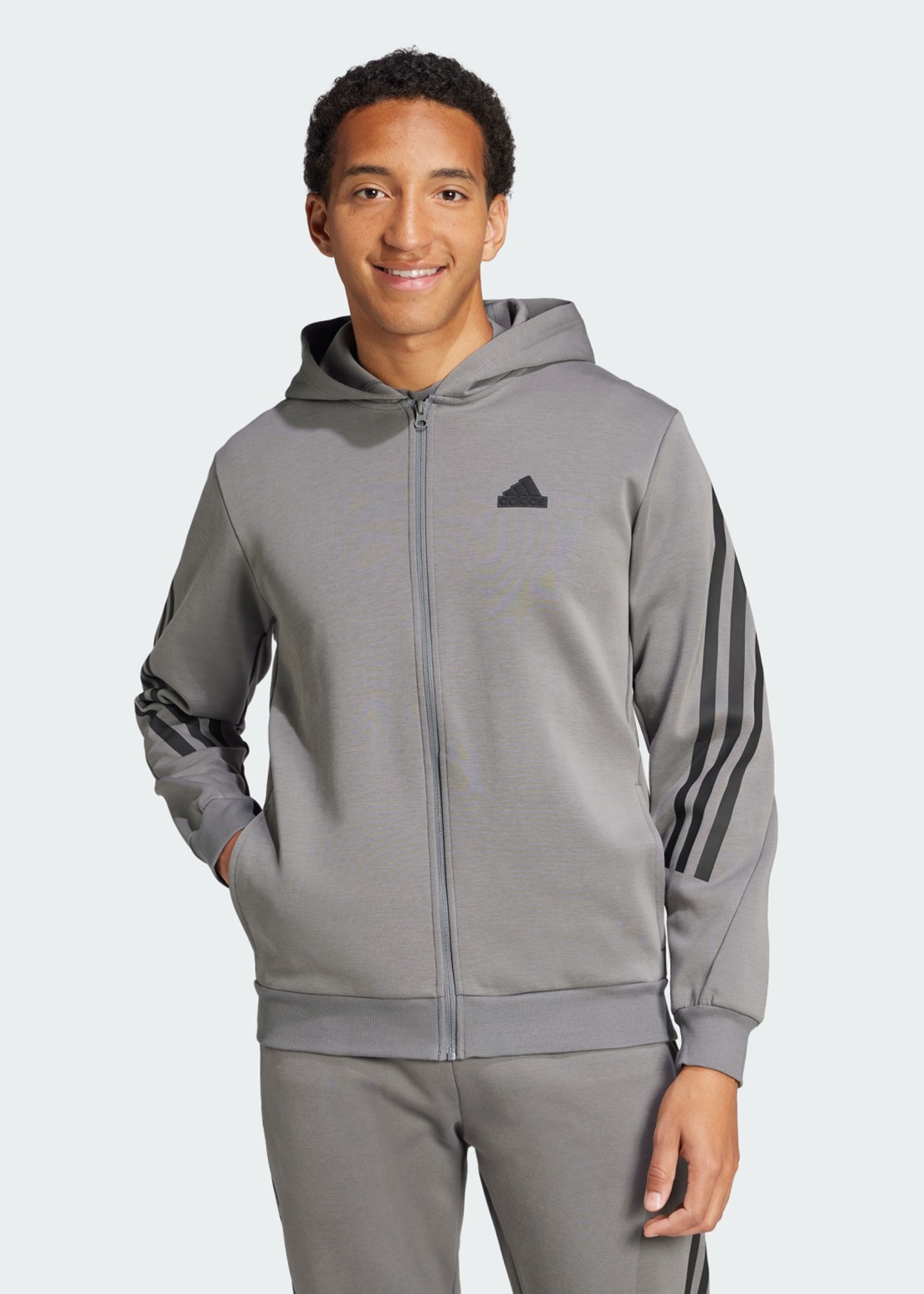 Толстовка мужская Adidas M FI 3S FZ графитовая IW8529 изображение 2
